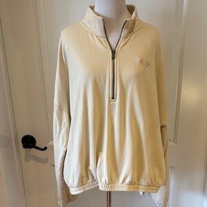 Roxy Cream Half Zip Pullover XXL Oversized Coastal Sweatshirt